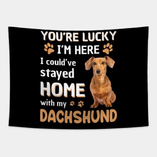 Lucky Have Home With My Dachshund Dog T-shirt Tapestry