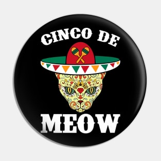 Meow Cat Skull Mexican Design Pin