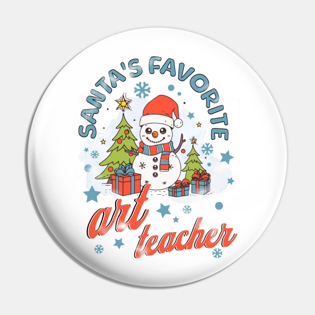 Santa's Favorite Art Teacher Pin by TempoTees