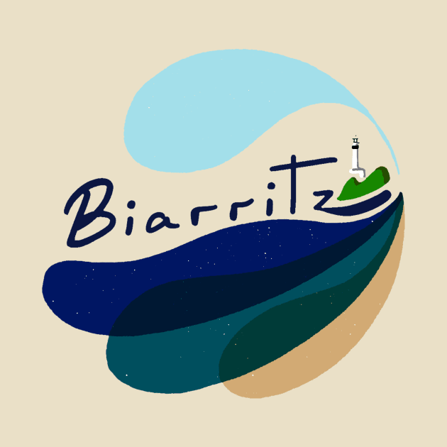 Biarritz Beach France Logo Design by covostudio