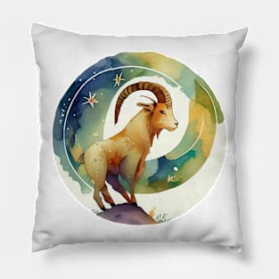 Watercolor Zodiac Capricorn Pillow