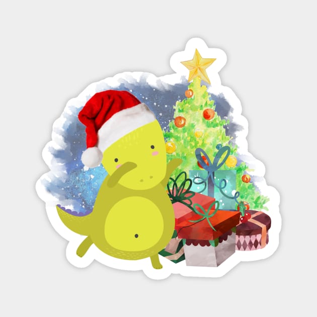 T-Rex: a Dinosaur Christmas Magnet by tribbledesign