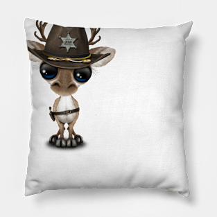 Cute Baby Reindeer Sheriff Pillow