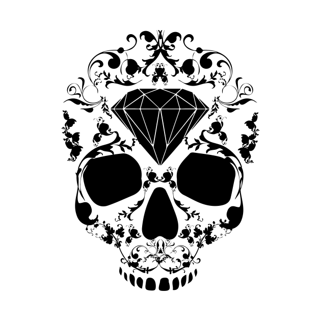 Skull Diamond Black - Skulls Skullhead Diamonds Gift by Shirtbubble