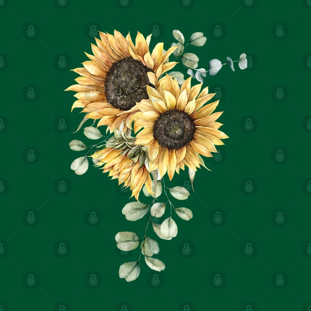 Sunflowers and Eucalyptus Isolated by lauradyoung