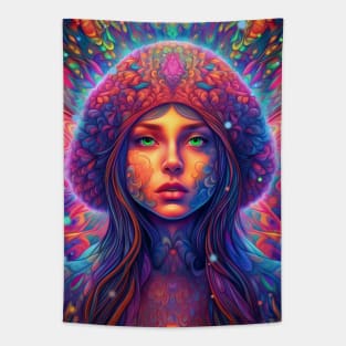 Purple Whirlwind with green eyes Tapestry