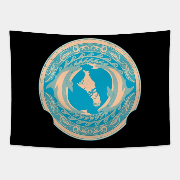 Andros Bahamas Dolphins Tapestry by NicGrayTees