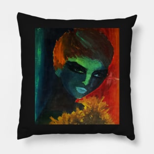 1960's girl painting in bride colors Pillow