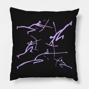 Digital Lavender Bowmen Minimalist Paleolithic Cave Art Bow Fight Pillow