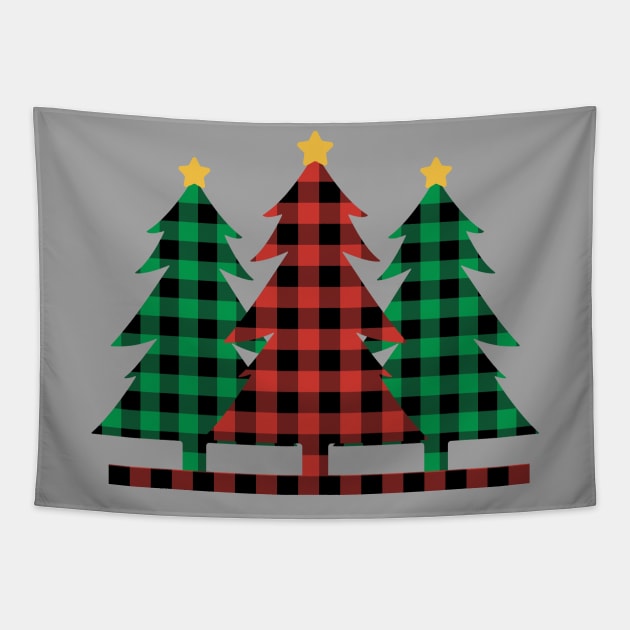 Buffalo Plaid Christmas Trees Tapestry by SLAG_Creative
