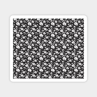 White flowers on black seamless pattern Magnet