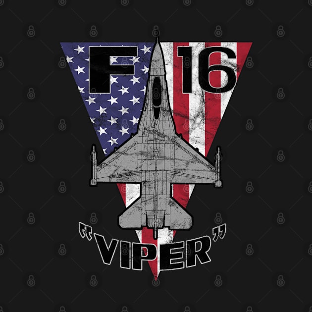 F-16 Fighting Falcon "Viper" Jet Airplane Patriotic Vintage Design by DesignedForFlight
