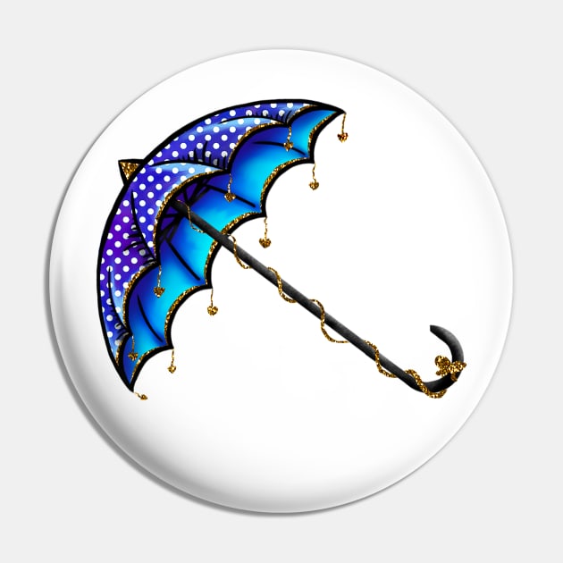 Blue Polka Umbrella Pin by Hafsa_Aly