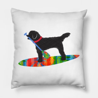 Colorful Stand Up Paddle Board Black Labradoodle Dog Pillow