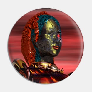 ARES /CYBORG PORTRAIT IN SUNSET Science Fiction Pin