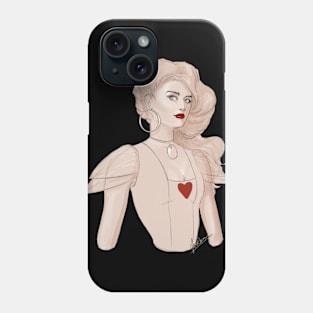 Pinup with red heart and lips Phone Case