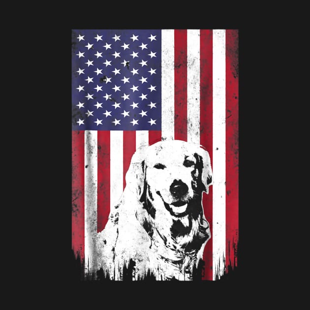 4th Of July Golden Retriever American Flag T Shirt Patriotic by Haley Tokey