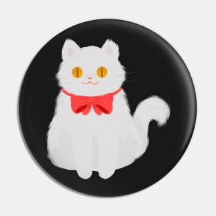 white cat with flower Pin