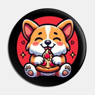 Cute Corgi Eating Pizza Pet Lover Corgi Mom Pin