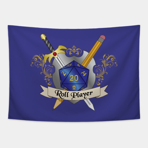 Roll Player Crest Tapestry by NashSketches