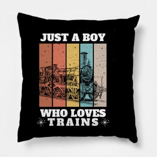 Kids Train Birthday Just a boy who loves Trains Pillow