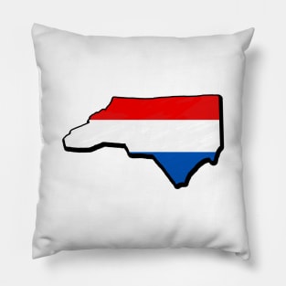 Red, White, and Blue North Carolina Outline Pillow