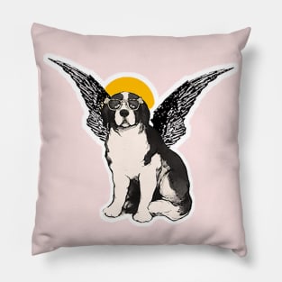 Sad dog angel with glasses Pillow