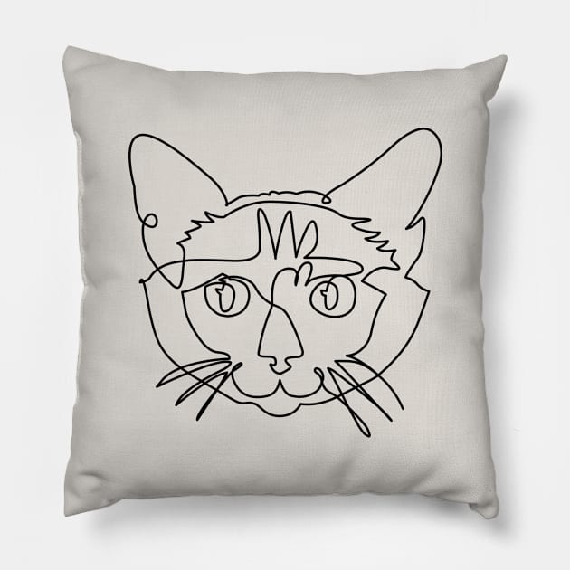 One line Siamese Cat Pillow by huebucket