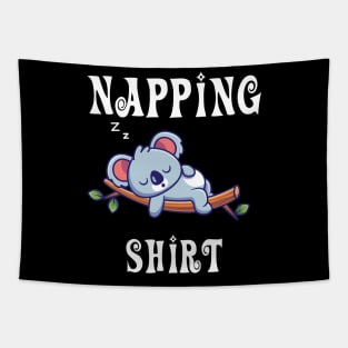 napping shirt with cute sleeping koala Tapestry