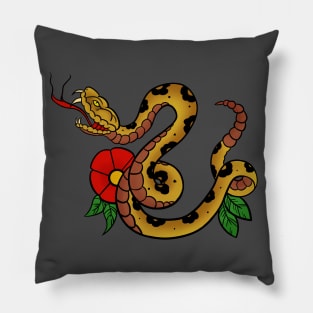 Traditional Rattlesnake & Flower Pillow