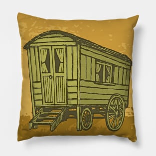 Gypsy Caravan Wagon Background Pillow