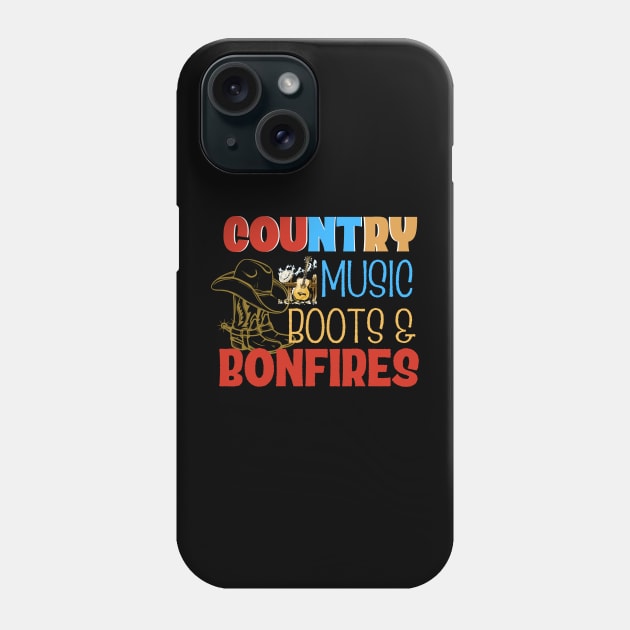 Country Music Boots and Bonfires Phone Case by Praizes