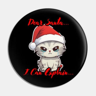 Dear Santa I Can Explain Cat Pin