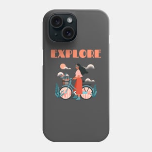 Explore - Woman on Bicycle Phone Case