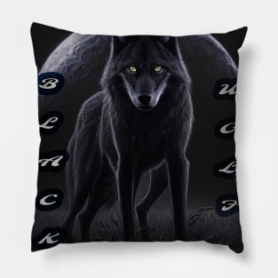 black wolf Pillow