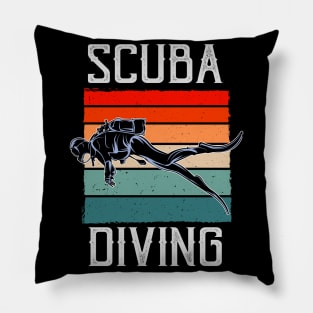 Scuba Diving Diver Snorkeling Vintage Pillow