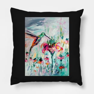 Hummingbird on Bee Balm Pillow