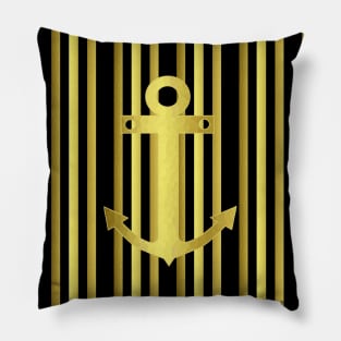 NAUTICAL Gold Anchor Pillow