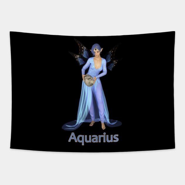 Aquarius woman girl fairy faerie elf water carrier Tapestry by Fantasyart123