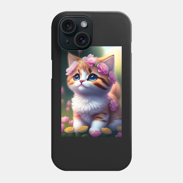 Adorable Cat Illustration- Modern Digital Art Phone Case by Ai-michiart