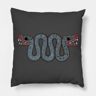 Double headed Aztec Serpent (turquoise mosaic) Pillow