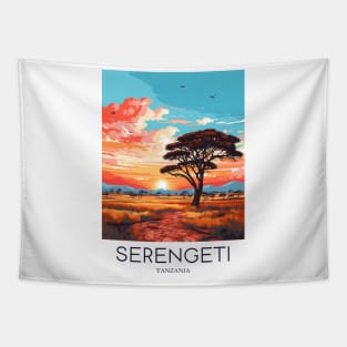 A Pop Art Travel Print of the Serengeti National Park - Tanzania Tapestry