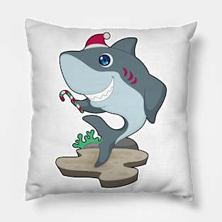 Shark Christmas Candy cane Pillow