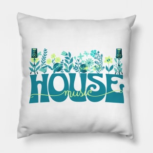 HOUSE MUSIC  - Beats In Bloom (teal/lime/blue) Pillow