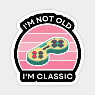 I'm not old, I'm Classic | Game Controller | Retro Hardware | Vintage Sunset | Gamer girl, '80s '90s Video Gaming Magnet