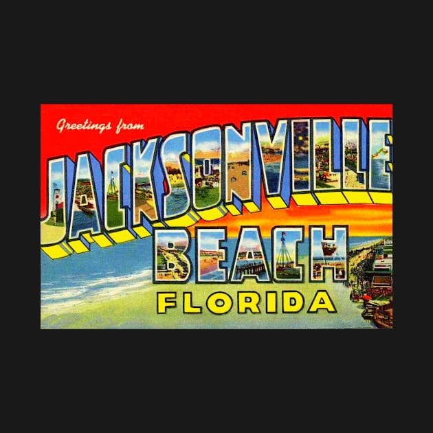 Greetings from Jacksonville Beach, Florida - Vintage Large Letter Postcard by Naves