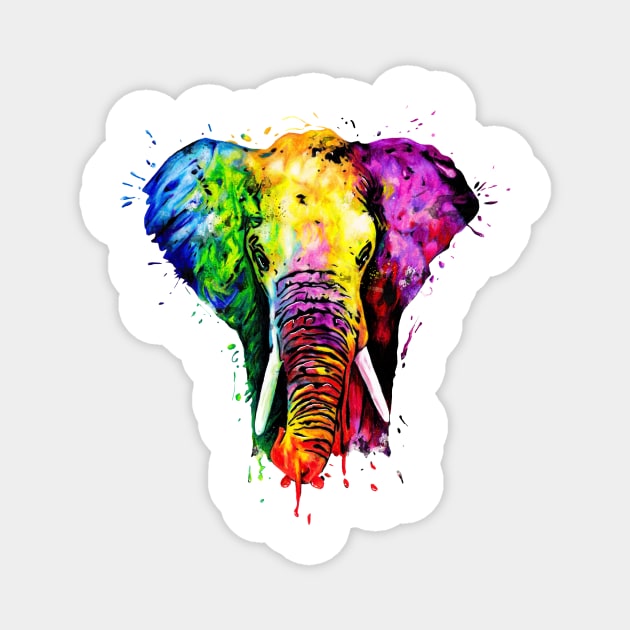 Rainbow Elephant Magnet by Apatche