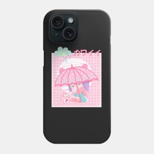 90s Japanese Kawaii Sad Girl Pink Japanese Strawberry Milk Phone Case