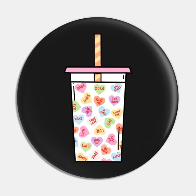 Conversation Hearts Iced Coffee Pin by DRHArtistry