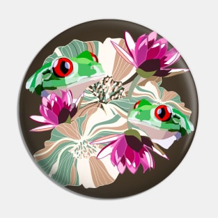 Frogs and lillies Pin